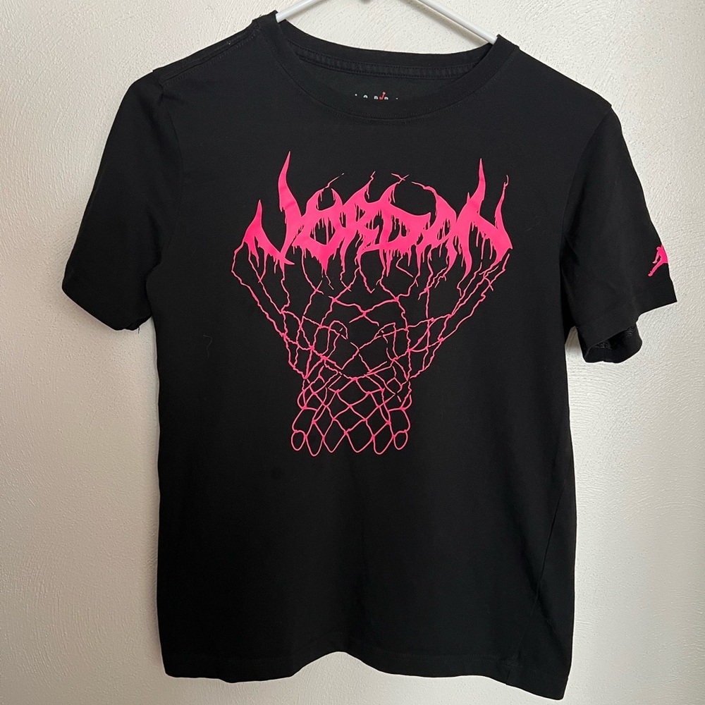 JORDAN Classic Athletic Athleisure Casual T Shirt Basketball Black Pink Girls XL